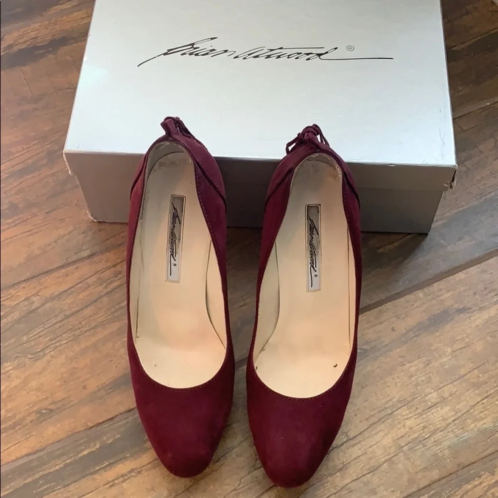 Brian Atwood suede fringe platform heels